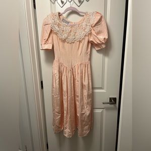Vintage Jessica McClintock Gunne Sax Pink and Lace Dress